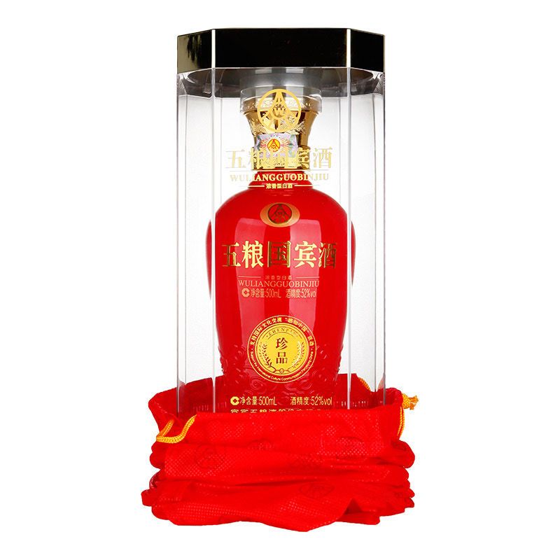 五粮液股份五粮国宾酒珍品52度500ml*1瓶浓香型白酒礼盒装
