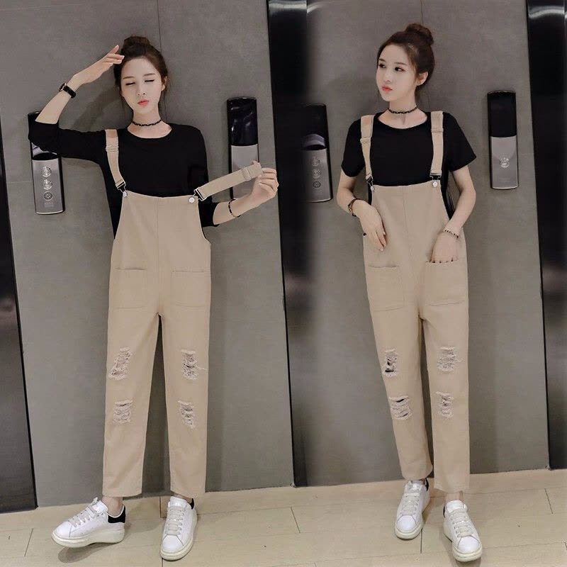 迪鲁奥(DILUAO)孕妇背带裤套装春夏时尚款宽松孕妇裤子外穿春秋装潮妈图片