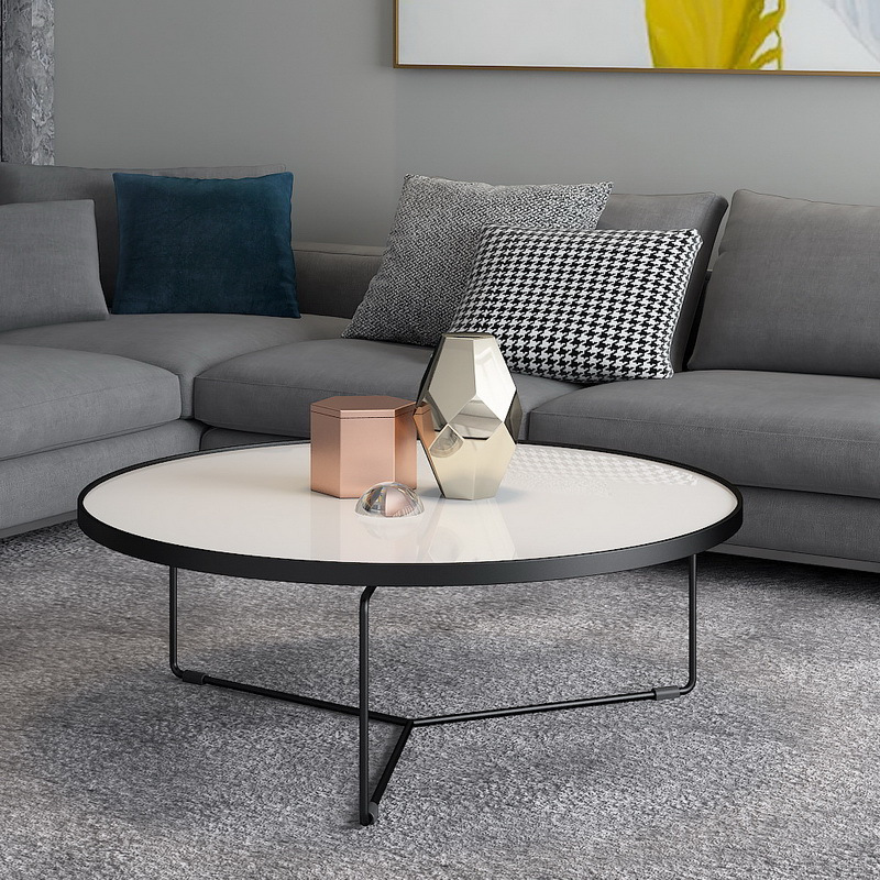 寻木匠简约现代北欧钢化茶几创意客厅小户型设计师ins风圆形茶几组合