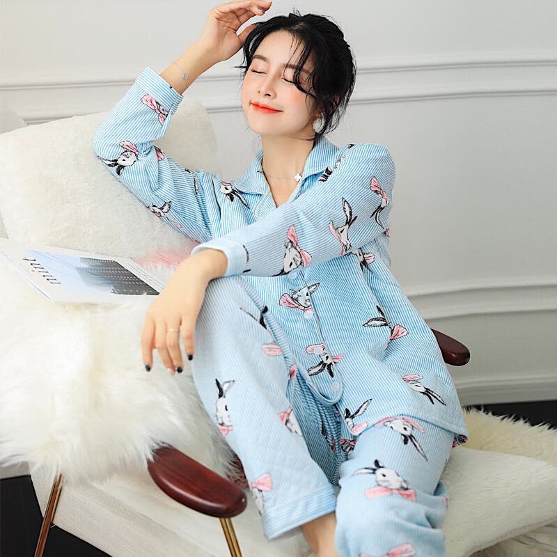 迪鲁奥(DILUAO)YXXM 孕妇装 2021夏新款秋冬季加厚空气层三层月子服产后哺乳孕妇睡衣夹层喂奶衣套装 1501图片