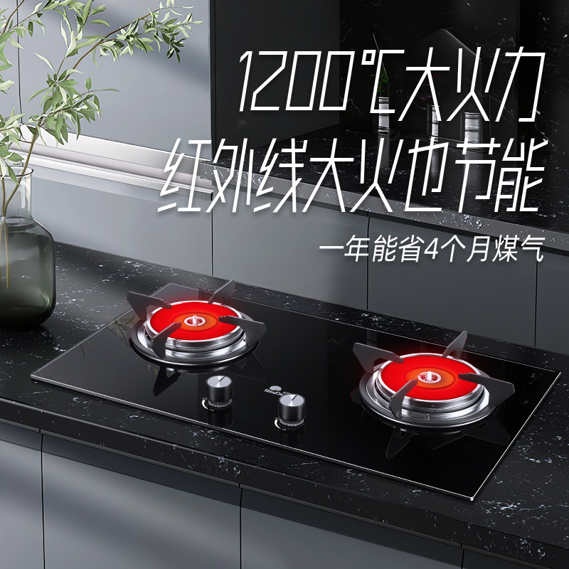 红日(RedSun)烟灶套装侧吸式厨电套装红外线燃气灶体感油烟机组合自动清洗固定防遗忘JED19H+EM208B 天然气高清大图