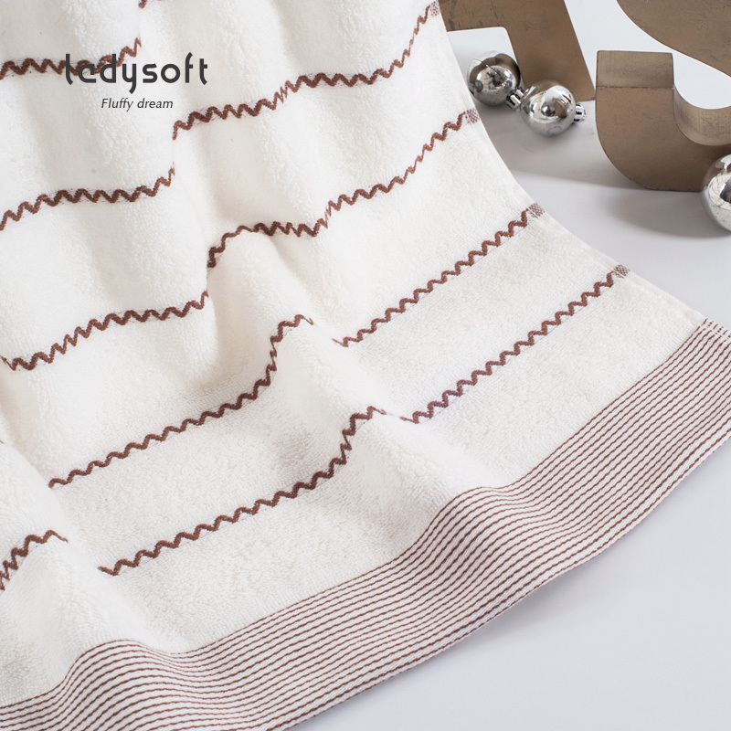 ladysoft御棉堂 全棉波浪纹套巾2毛巾34*72cm/1浴巾70*140cm三件套酒店成人纯色纯棉毛巾套装加厚