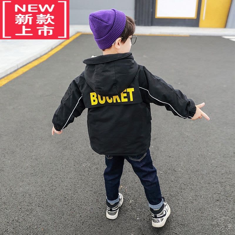 可莉允男童加绒外套秋冬装加厚小童洋气冬季儿童棉服风衣宝宝冬款薄棉衣图片