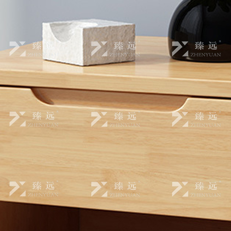 臻远 ZY4030703实木床头柜简约床边柜子收纳柜储物柜斜脚单抽款高清大图