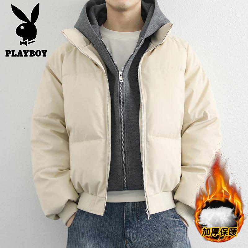 花花公子新款高品质秋冬青少年加厚PU棉衣男港风假两件棉服_275高清大图
