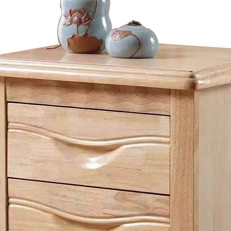 湘渭床头柜简约现代卧室床边储物柜升级款原木色50*41*50cm