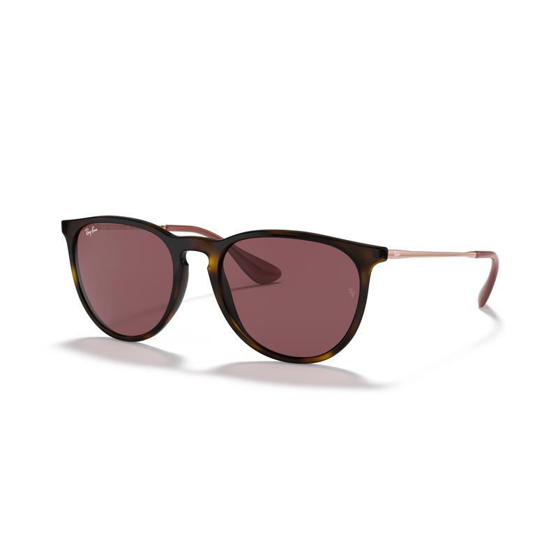 RayBan女士时尚经典复古太阳镜 潮流精致轻便舒适百搭驾驶墨镜 送女友 Havana_Dark_Violet_Solid_Color