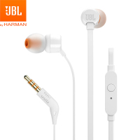 JBL T110 立体声入耳式耳机耳麦 运动耳机 电脑游戏 音乐耳机 手机有线耳机带麦可通话 珍珠白