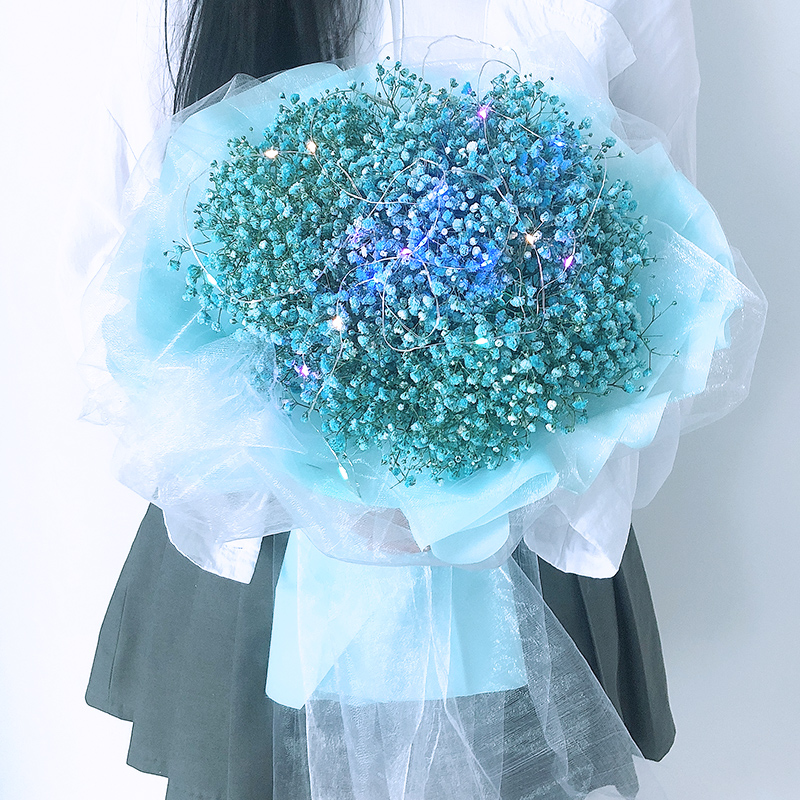 抖音网红满天星干花花束送男女朋友闺蜜生日毕业礼物速递同城fenghou A015蓝色满天星欧雅纸图片 高清实拍大图 苏宁易购