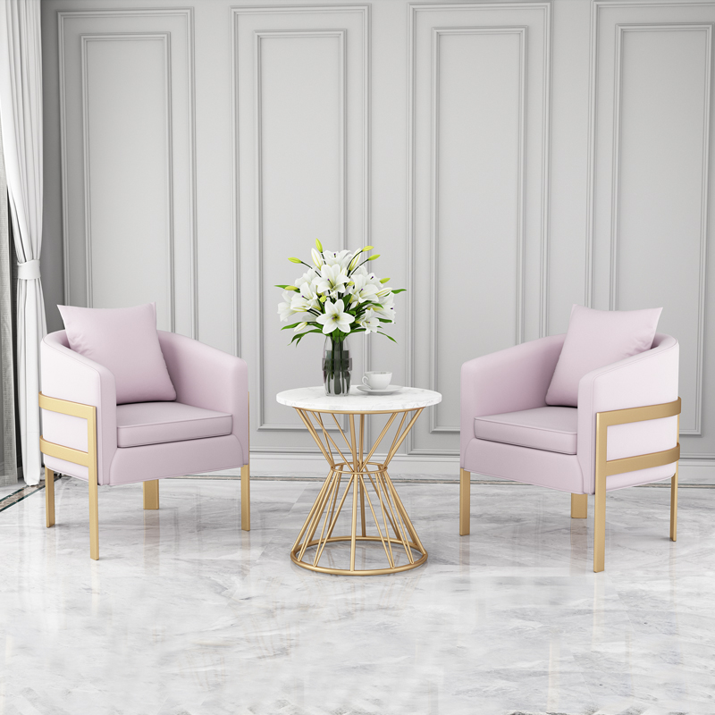 三金鑫 现代简约轻奢铁艺单人设计师沙发椅北欧休闲会客接待洽谈桌高清大图