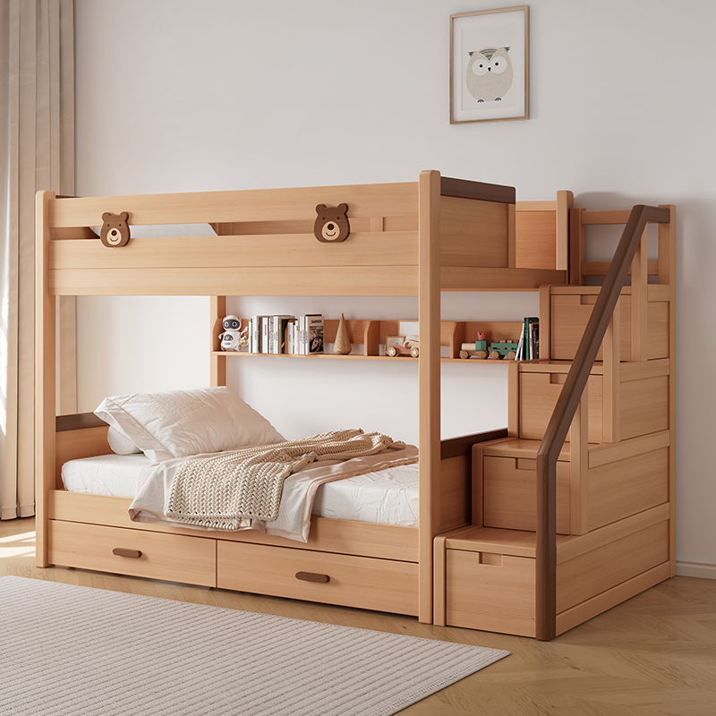 款上下床铺小户型美式高低床子母床公主床男孩女孩高低床卡通卧室家具