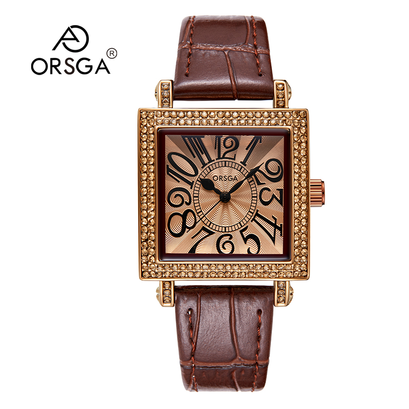 ORSGA手表女表女士手表时尚手表女方形皮带女士小众ins韩版休闲商务防水石英表学生腕表9806L