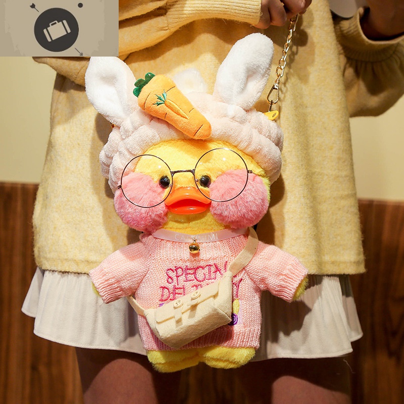 玻尿酸小鸭毛绒包包新款2020可爱卡通包仙女学生少女日系斜挎包 艾狄