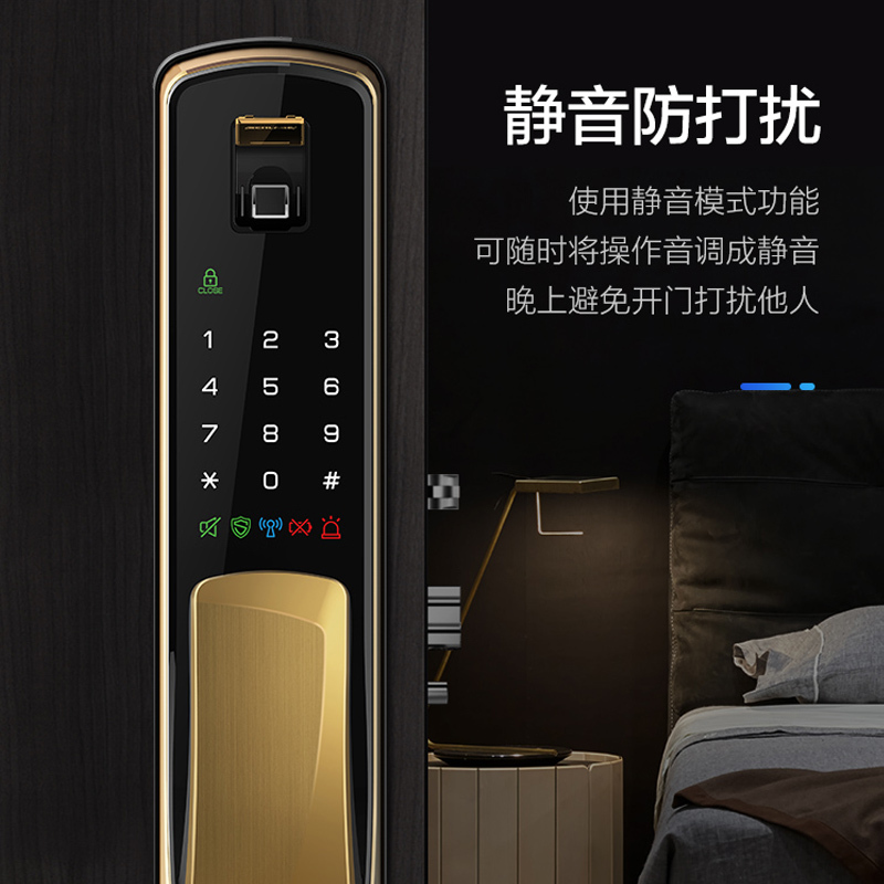 西勒奇(SCHLAGE)指纹锁X7智能密码锁家用推拉式电子锁原装进口防盗门锁 X7月影灰