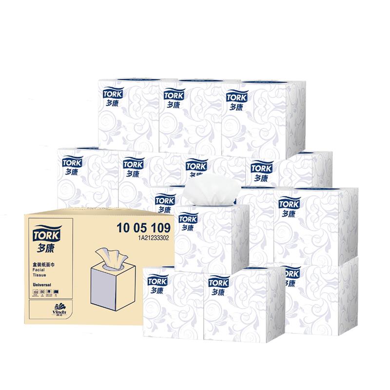 多康盒抽2层80抽*60盒 柔滑不掉屑 客厅办公室酒店客房用