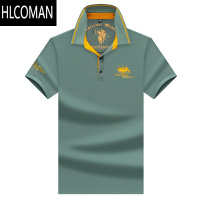 HLCOMAN高端名牌po衫男士短袖T恤 夏季翻领宽松大码男装体夏恤 185/3XL168斤-180斤 墨绿色