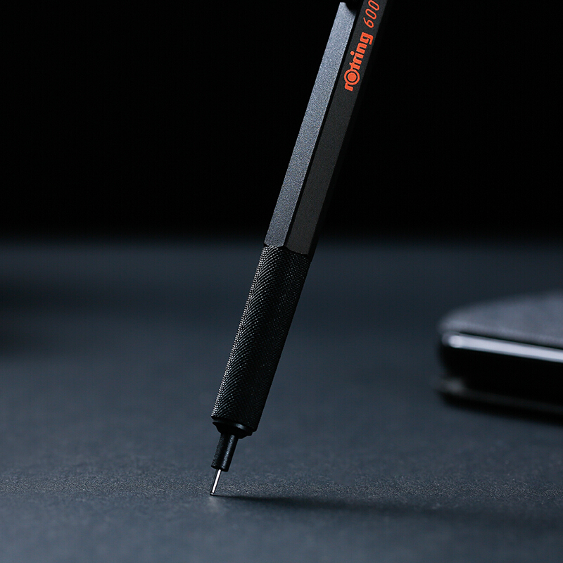 红环(rOtring)自动铅笔 专业绘图工具 金属笔身自动笔600系列 黑色0.7mm礼盒装
