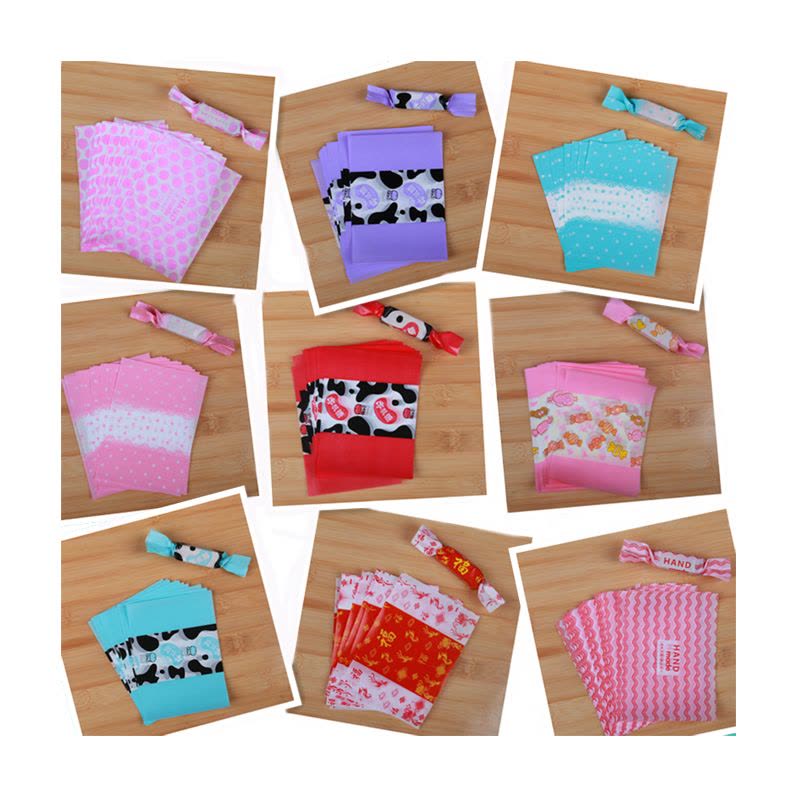 牛轧糖包装袋 油纸糖果纸雪花酥 混搭 牛扎糖纸500枚烘焙包装家用|杏色薄款橙色蕾丝图片