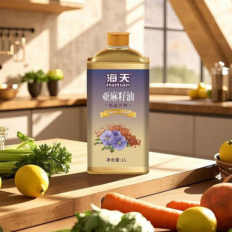 海天花生油亚麻籽油小磨芝麻香油三件套2.5L持久锁鲜古法小榨铁罐高清大图