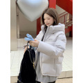 95白鸭绒羽绒服女短款2025年新款加厚小个子连帽冬季外套情侣 S80-105斤左右 浅灰色新国标95%白鸭绒