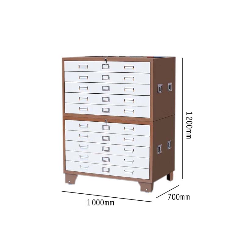 帅畅底图柜工程资料图纸柜0号1号抽屉柜地图柜文件柜菲林柜图纸收纳柜1号咖白十抽1000*700*1200高清大图
