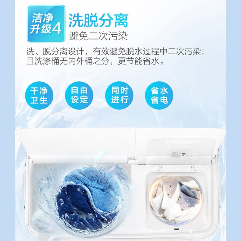 海尔(Haier)双缸洗衣机12公斤超大容量半自动喷淋漂洗脱水平衡双桶出租房老式波轮12kg家用 XPB120-958S高清大图