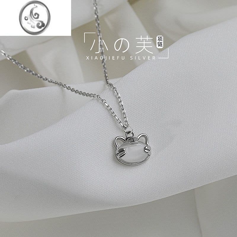 JiMi925银银猫眼石虎头项链女小众设计高级感老虎锁骨链本命年虎吊坠图片