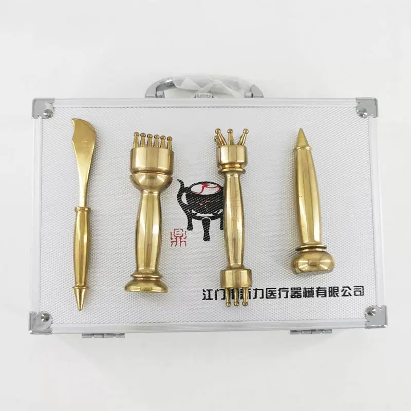 黄铜板刮痧板正品纯铜制李氏虎符砭法李道政手工全身刮痧刀8件套高清大图