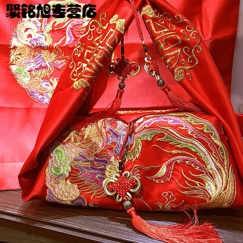结婚包袱皮大烫金刺绣包盆包被红布婚庆包裹布加厚加大生活日用家庭清洁生活日用缝纫配件/辅料/配饰丝带/绸带