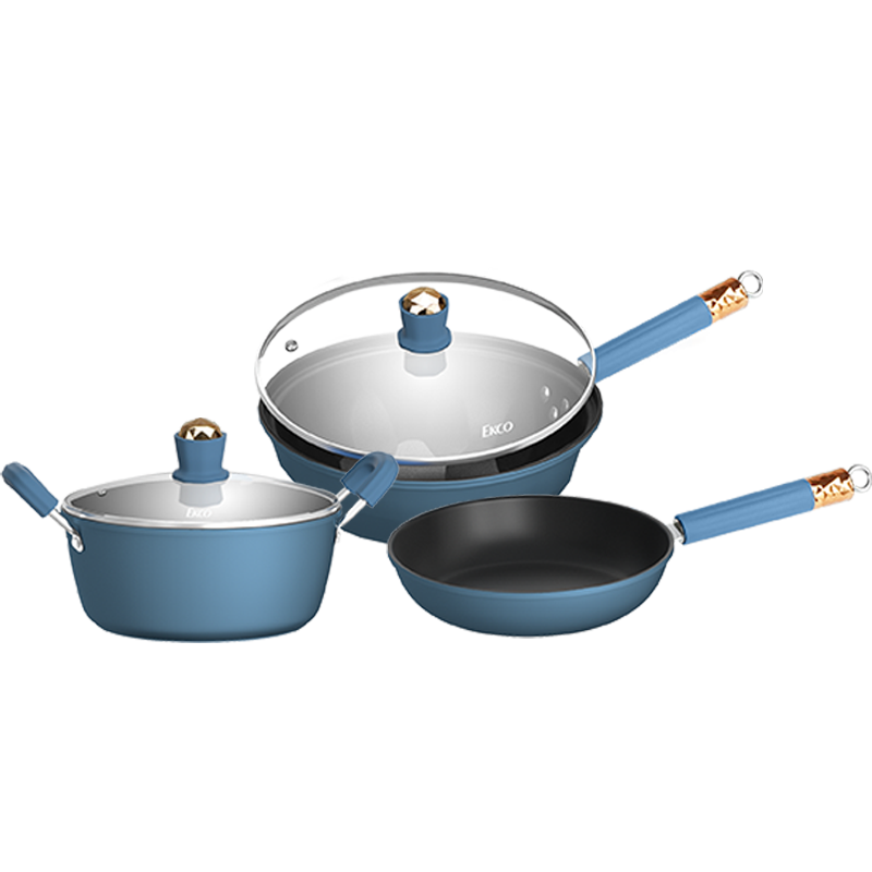 EKCO威尔蓝三件套炒锅32CM+汤锅24CM +煎锅24CM EK-WRL304ZX/KZ高清大图