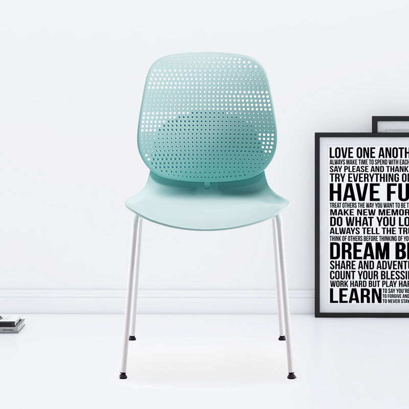 臻远ZY-7831 简约休闲办公椅轻奢铁艺靠背椅 绿背绿座高清大图