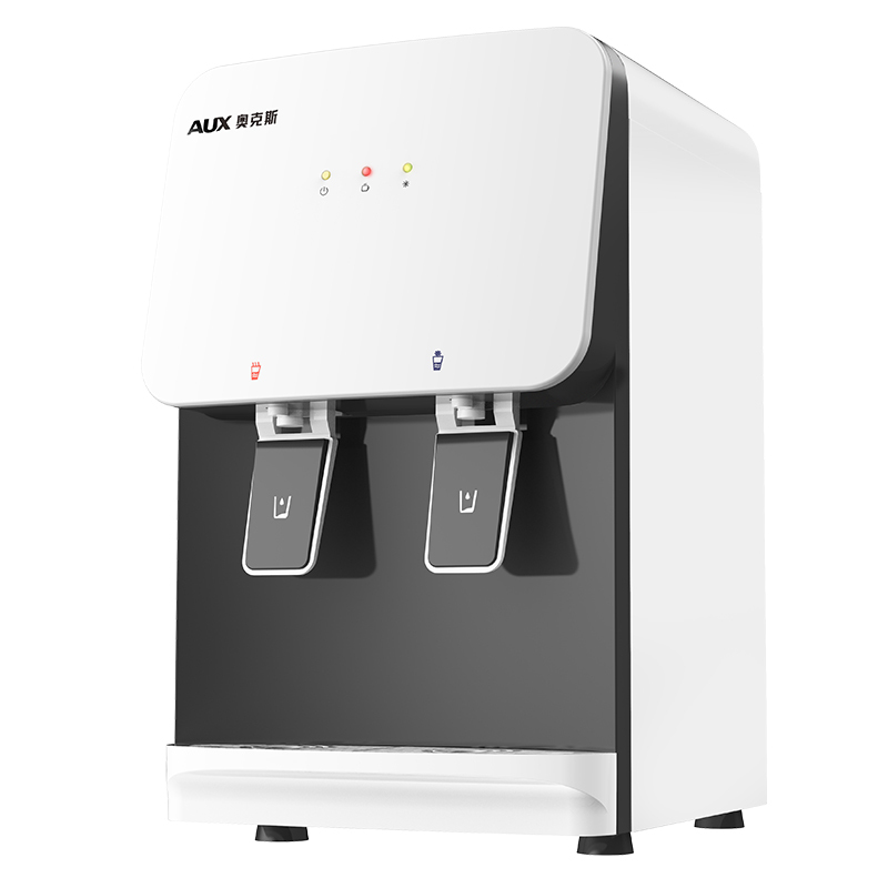 奥克斯aux自营饮水机白色小型家用宿舍迷你冷热即热茶饮机推杯取水直