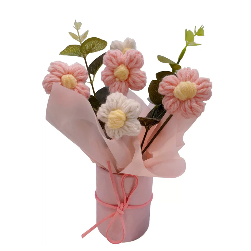 思唯美(sweet made) 母亲节编织永生花 15*40cm-5个装(泡芙抱抱桶+灯)高清大图