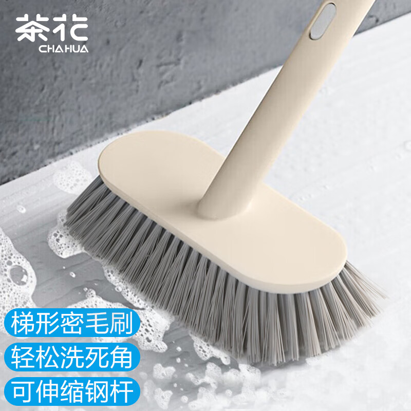 茶花 洗地刷子长柄厕所刷子浴室刷地板刷清洁浴缸瓷砖地缝刷*215001