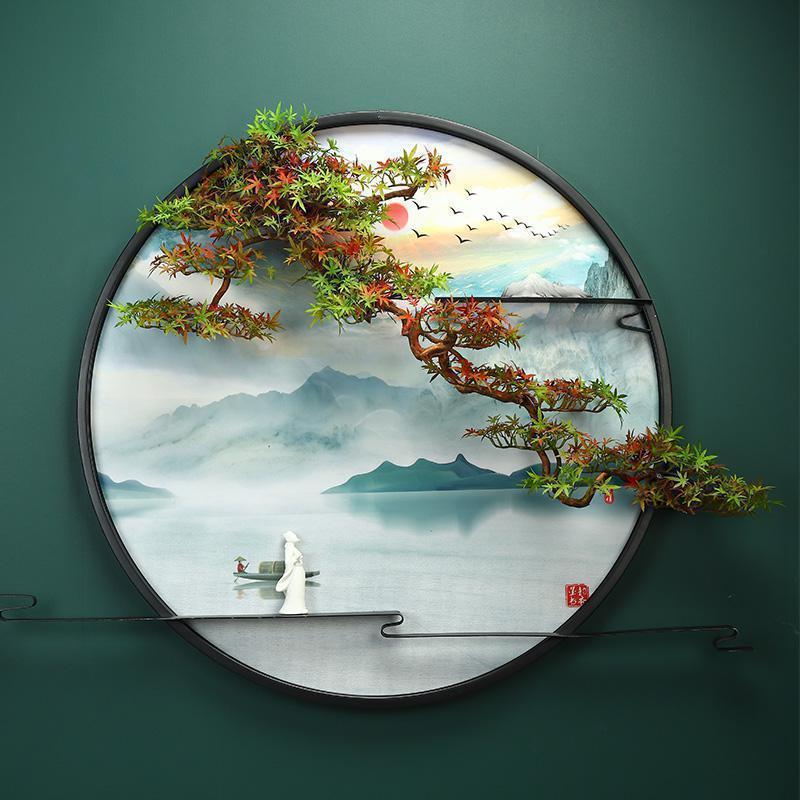 美帮汇新中式迎客松现代简约家用北欧装饰客厅沙发背景墙装饰画壁画挂画高清大图