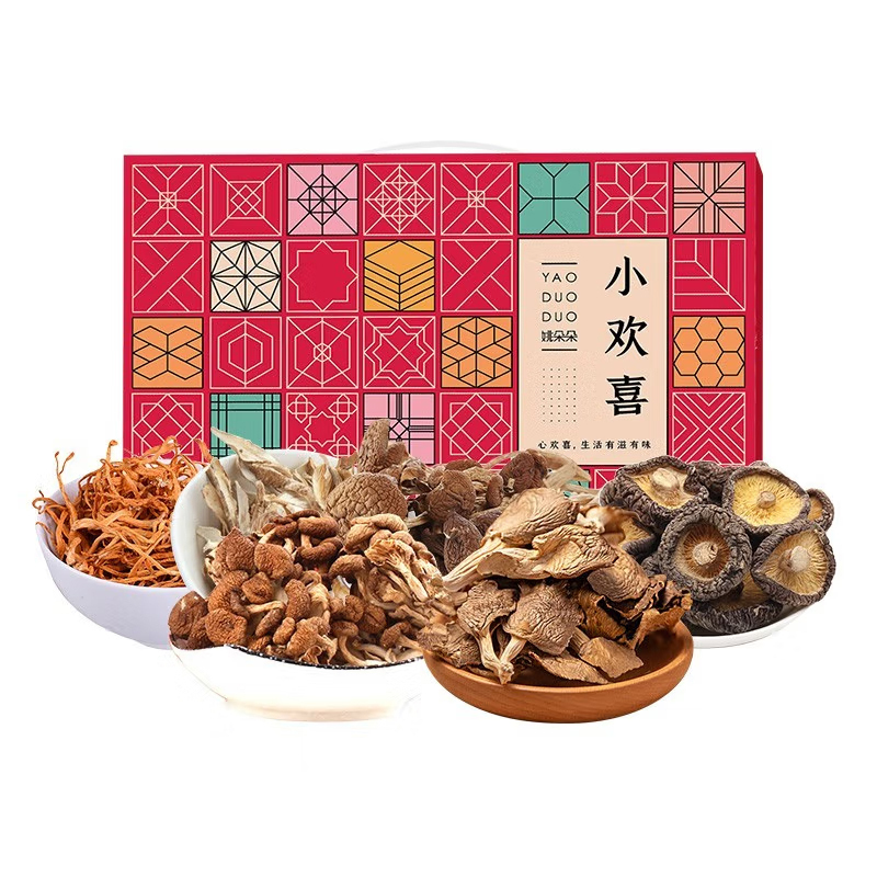 姚朵朵干货小欢喜菌菇礼盒蛹虫草真姬菇鲍鱼菇479克