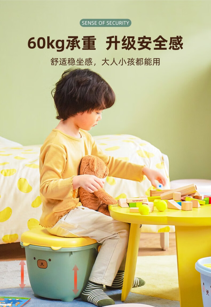 禧天龙(Citylong) T-3080桶凳4个装 儿童玩具收纳桶带盖桶凳(蓝)高清大图