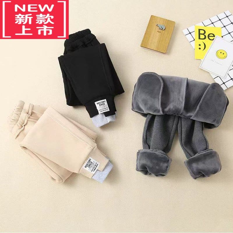 可莉允韩国中大童儿童加绒加厚运动裤2022新款秋冬洋气女童保暖休闲裤子保暖裤图片