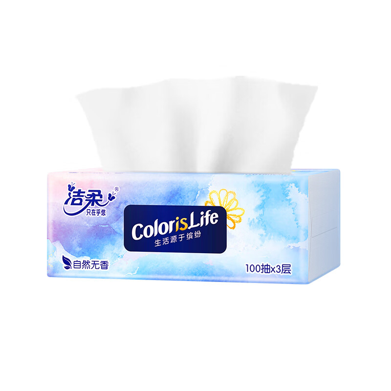 洁柔 缤纷抽纸 餐巾纸面巾纸擦手纸缤纷软抽(24包整箱装)自然无香OR213-24R高清大图