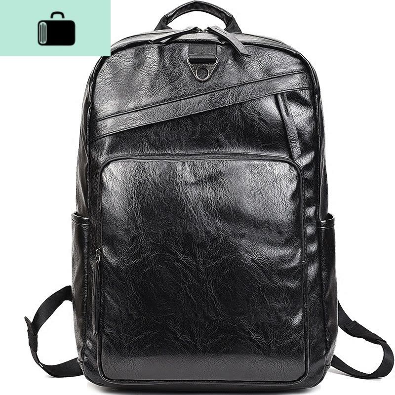 时尚男士背包韩版皮质双肩包男复古潮流15.6寸商务电脑包书包男包NEW LAKE 款13黑色(收藏送运费险)图片