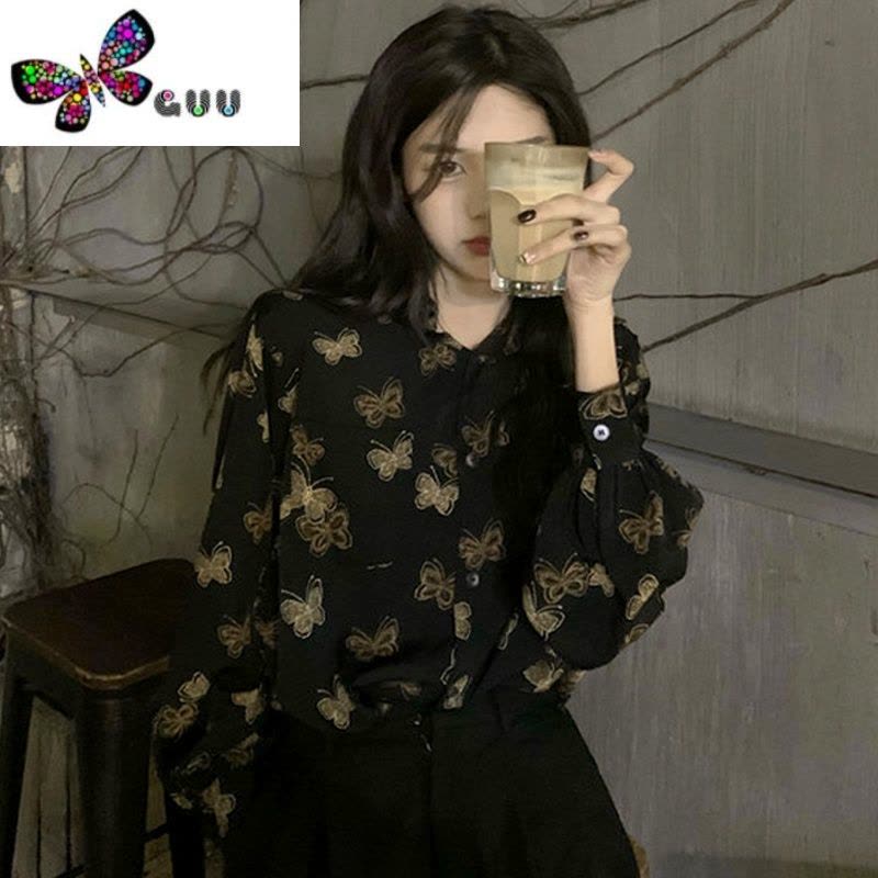 语娄大码胖妹妹蝴蝶衬衫女装新款设计感小众复古港风轻熟法式上衣图片