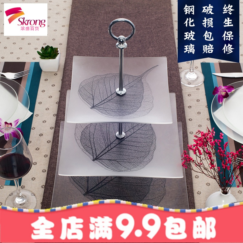 欧式客厅三层水果盘多层家用甜品台塔糕点玻璃下午茶点心蛋糕架托