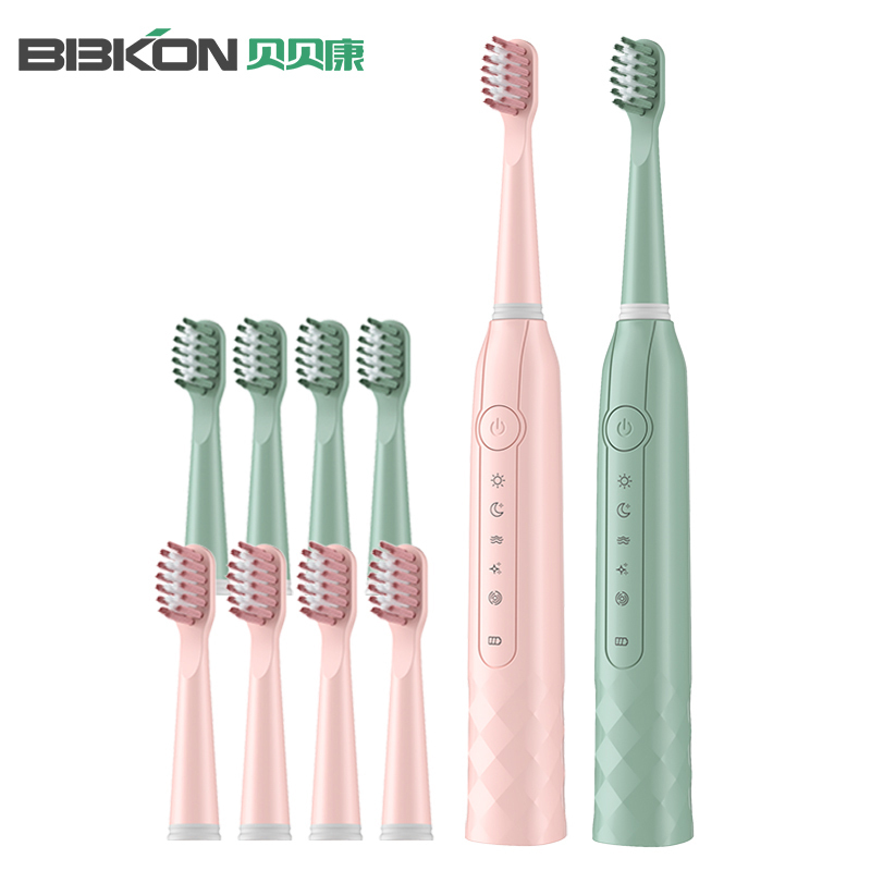 贝贝康(BBKON)电动牙刷D-01-5 情侣套装 五档模式 声波震动 全身水洗 持久续航 15000转/分钟 高速震动