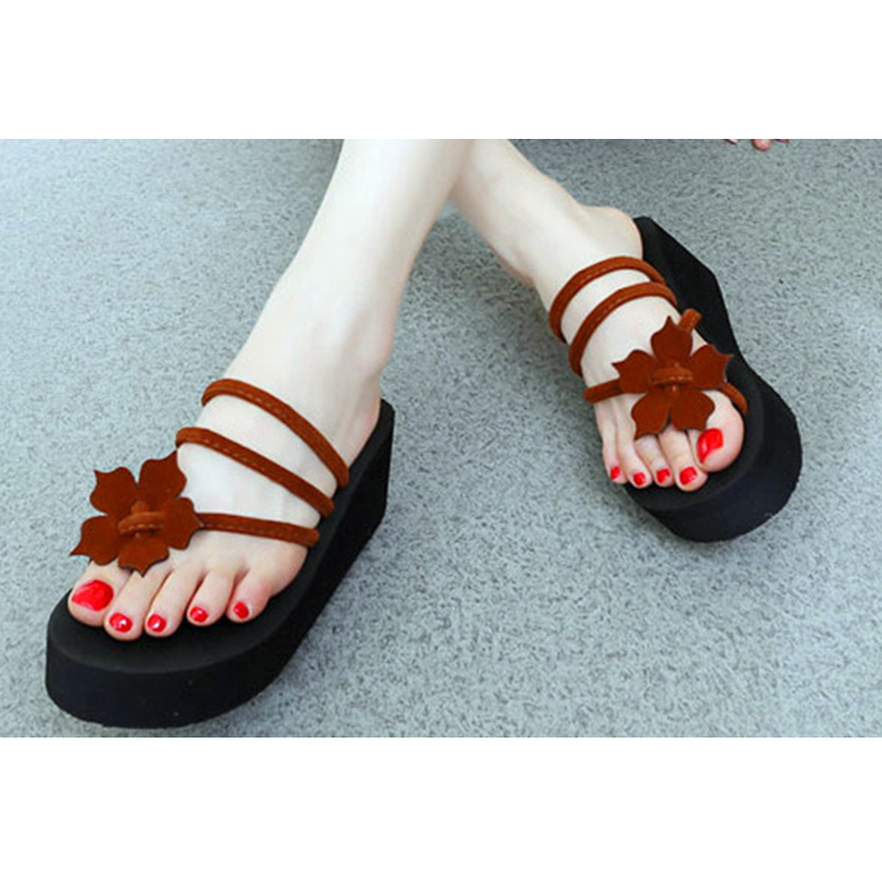 凉拖鞋女夏季坡跟厚底松糕女士凉鞋防滑时尚夹脚沙滩人字拖女学生