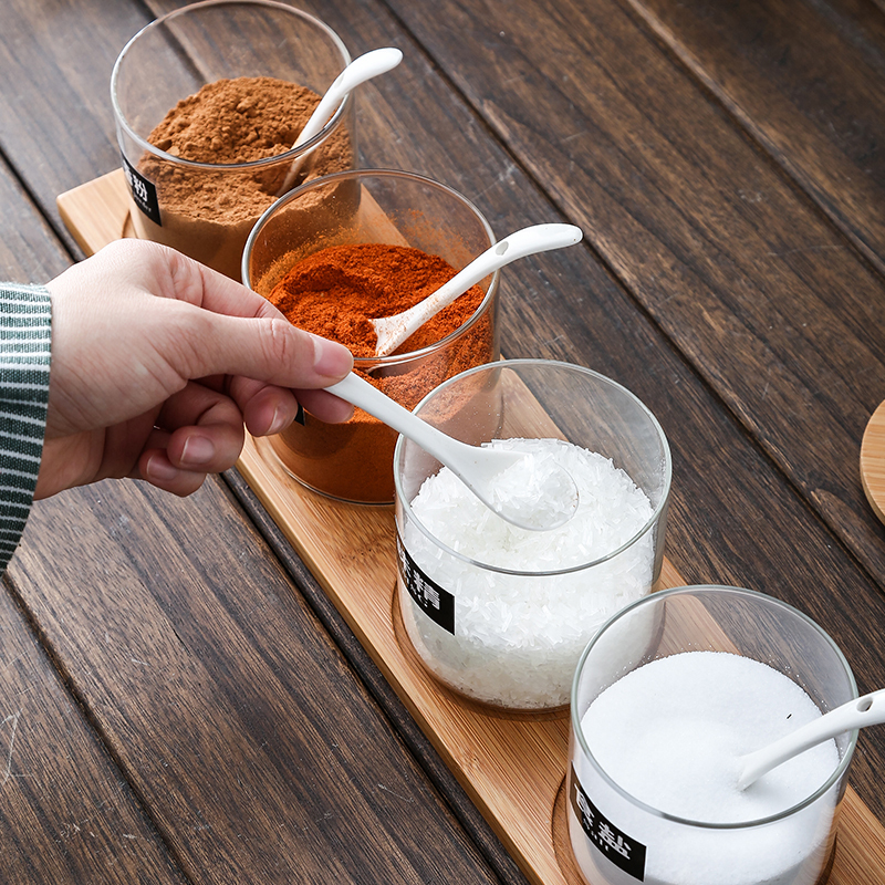 厨房玻璃调料盒套装北欧陶瓷调味罐佐料收纳盒瓶盐糖味精罐子家用