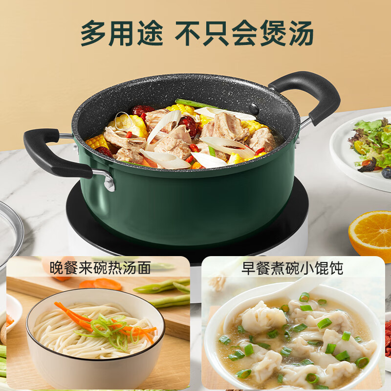 炊大皇(COOKER KING)BG22SP 翠釜22cm汤锅 易洁不粘锅 煲汤炖煮熬粥汤奶锅 电磁炉通用