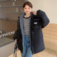 2023冬季新款加肥加大码假两件加厚棉衣女宽松棉服拼接卫衣款外套