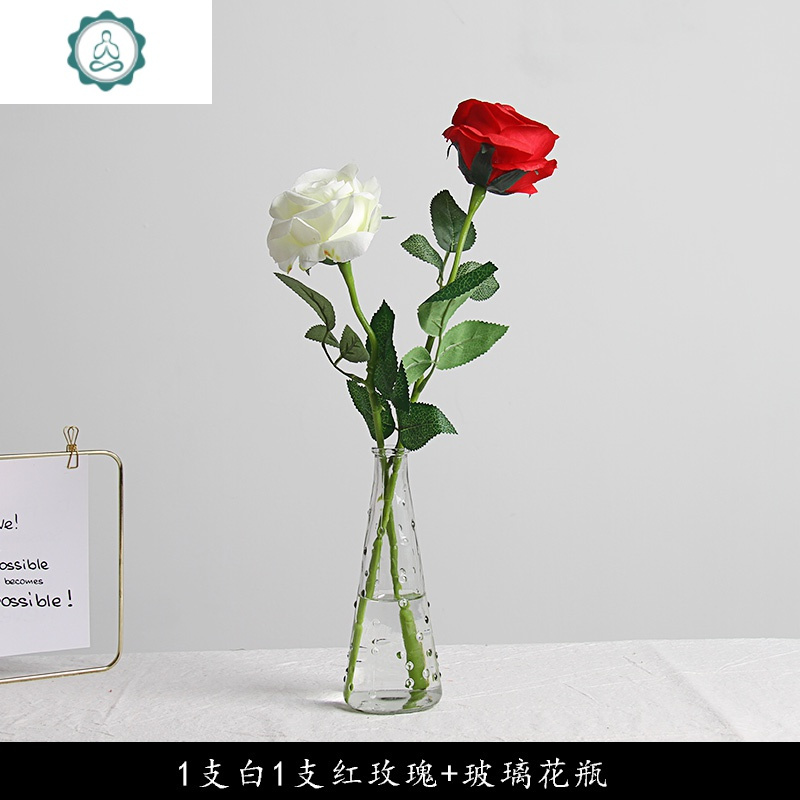 封后 Fenghou 装饰摆件ins小清新绢花假花仿真花客厅水培玻璃花瓶餐厅餐桌摆放花艺套装封后米白牡丹一支 小雨滴花瓶 仿真植物 价格图片品牌报价 苏宁易购杰伦家居专营店