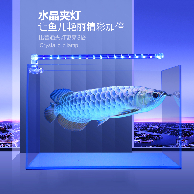 鱼缸灯水晶夹灯LED水灯水族小鱼缸灯水族箱灯乌龟缸自然光 20cm白光水晶夹灯 默认尺寸