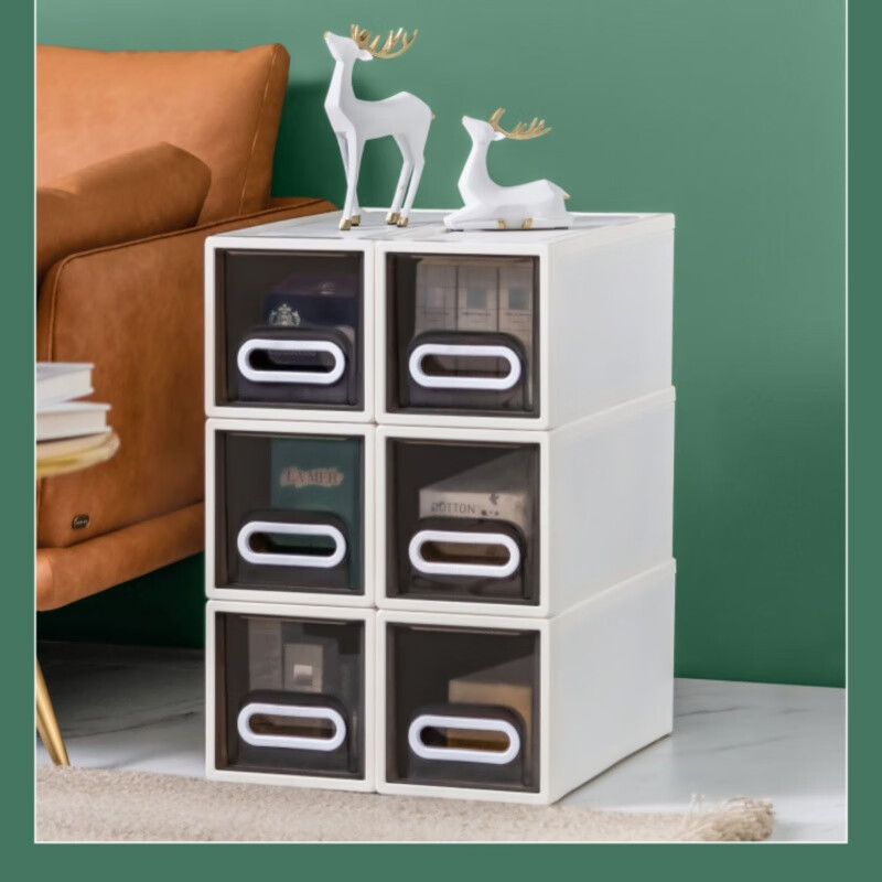 禧天龙(Citylong) 3个装 收纳柜衣服收纳箱整理收纳盒办公文具整理抽屉柜 G-5200 烟灰色